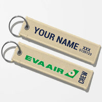 Thumbnail for EVA Air Airlines Crew & Staff Tag Key Chains - Beige - Crew + Name