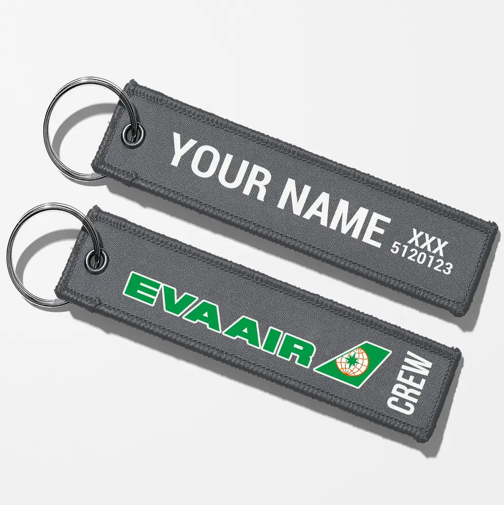 EVA Air Airlines Crew & Staff Tag Key Chains - Gray - Crew + Name