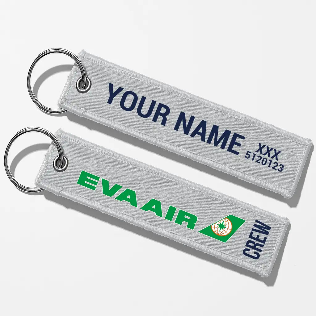 EVA Air Airlines Crew & Staff Tag Key Chains - Light Gray - Crew + Name