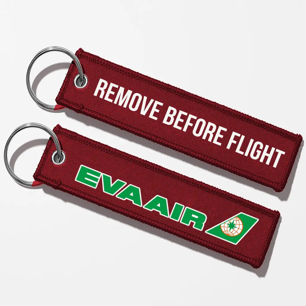 EVA Air Airlines Crew & Staff Tag Key Chains - Dark Red - Remove Before Flight