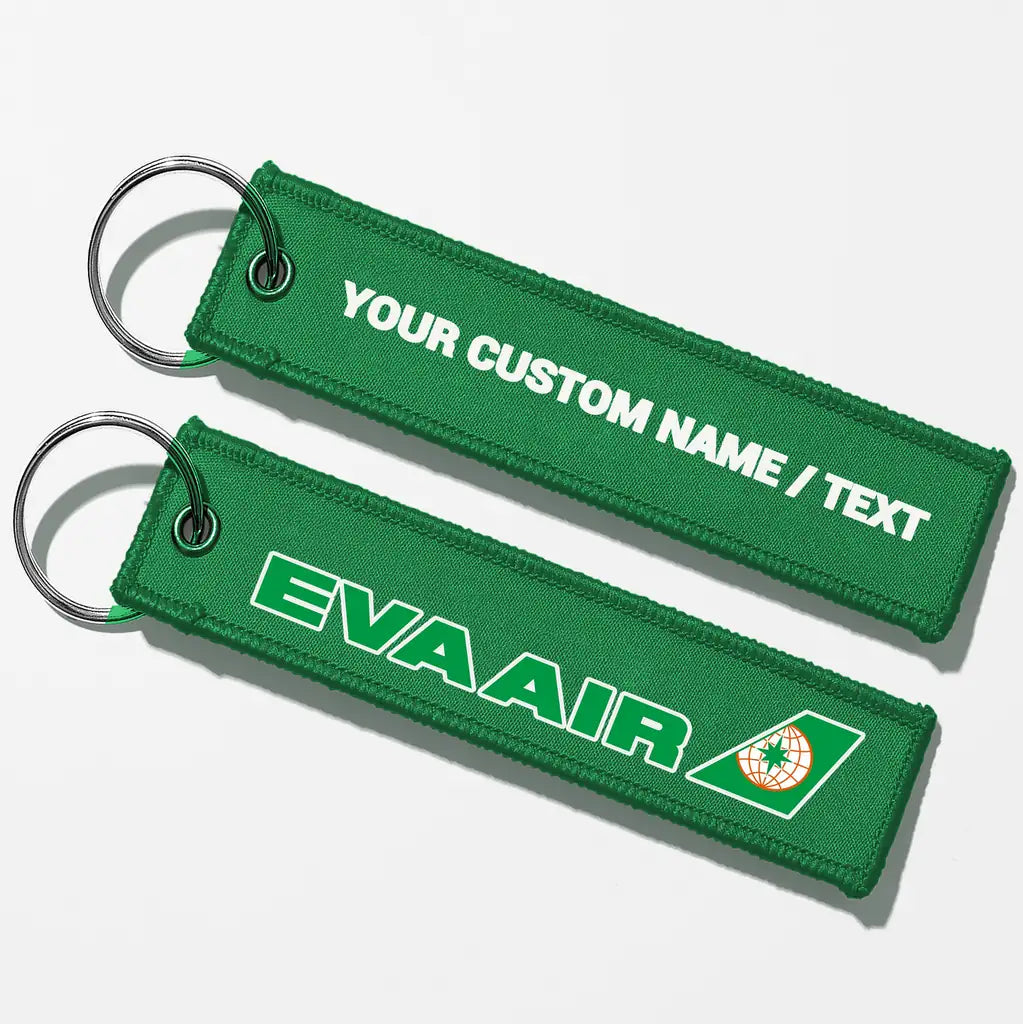 EVA Air Airlines Crew & Staff Tag Key Chains - Green - Personalized
