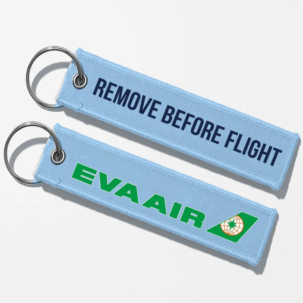 EVA Air Airlines Crew & Staff Tag Key Chains - Light Blue - Remove Before Flight
