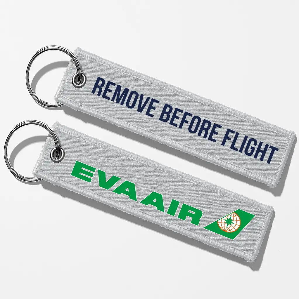 EVA Air Airlines Crew & Staff Tag Key Chains - Light Gray - Remove Before Flight