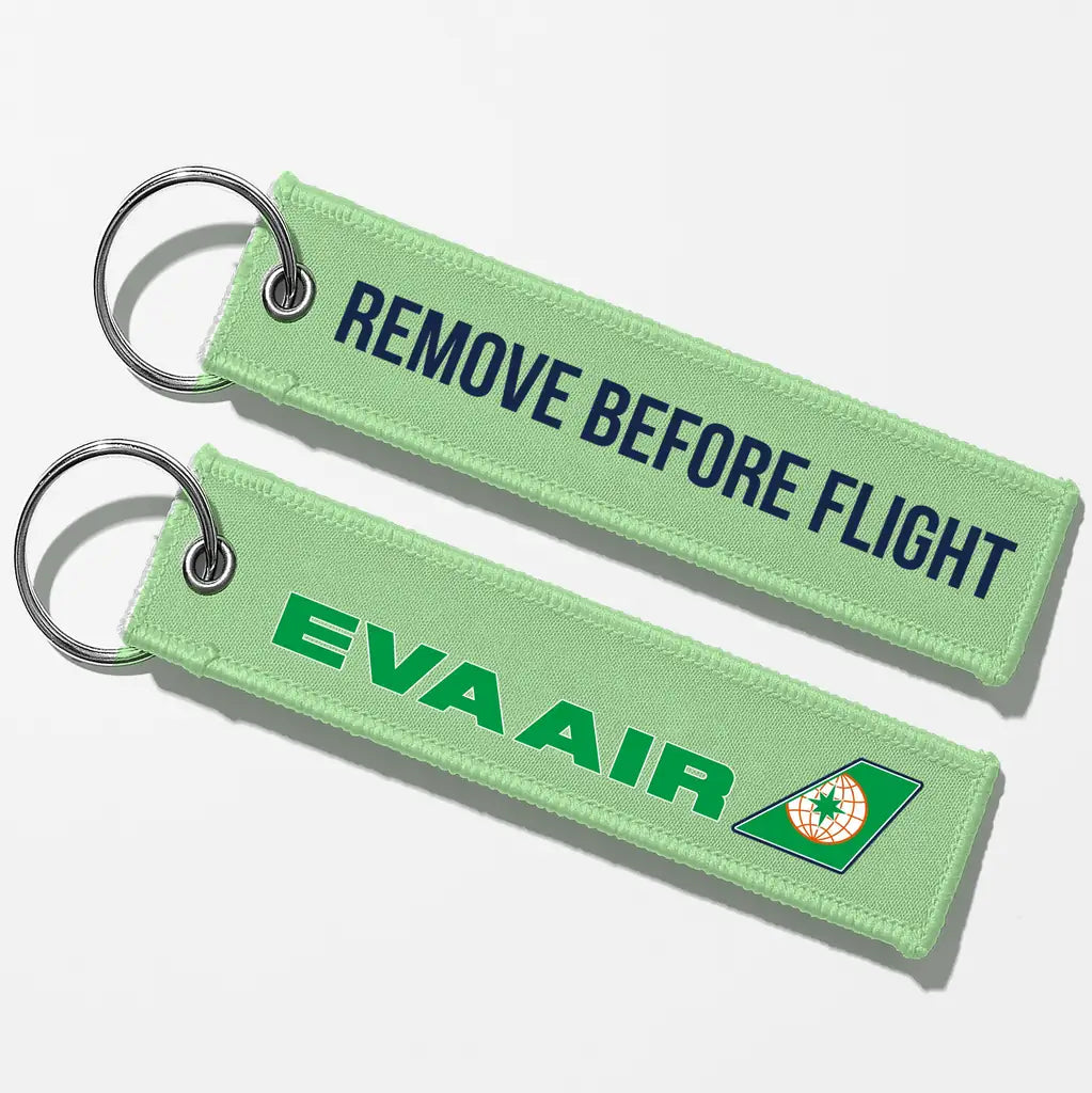 EVA Air Airlines Crew & Staff Tag Key Chains - Light Green - Remove Before Flight