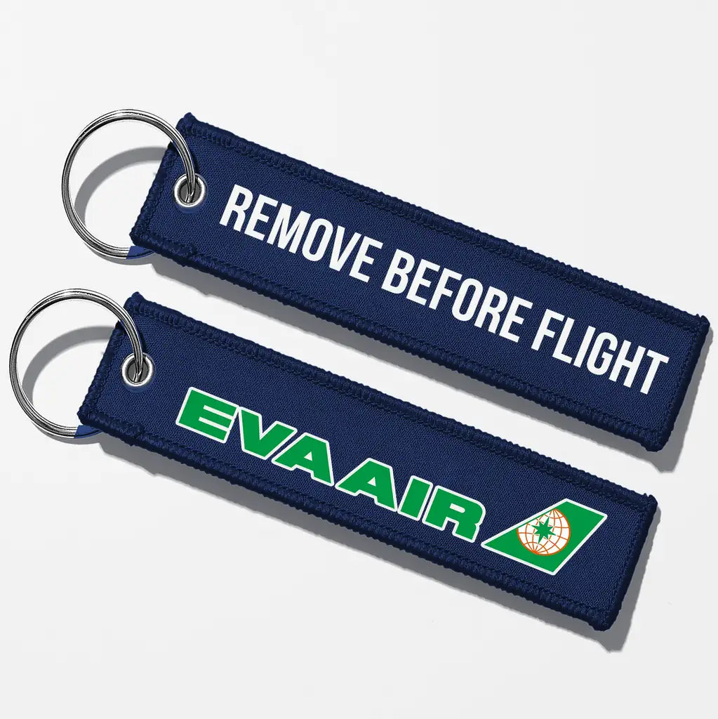 EVA Air Airlines Crew & Staff Tag Key Chains - Navy Blue - Remove Before Flight