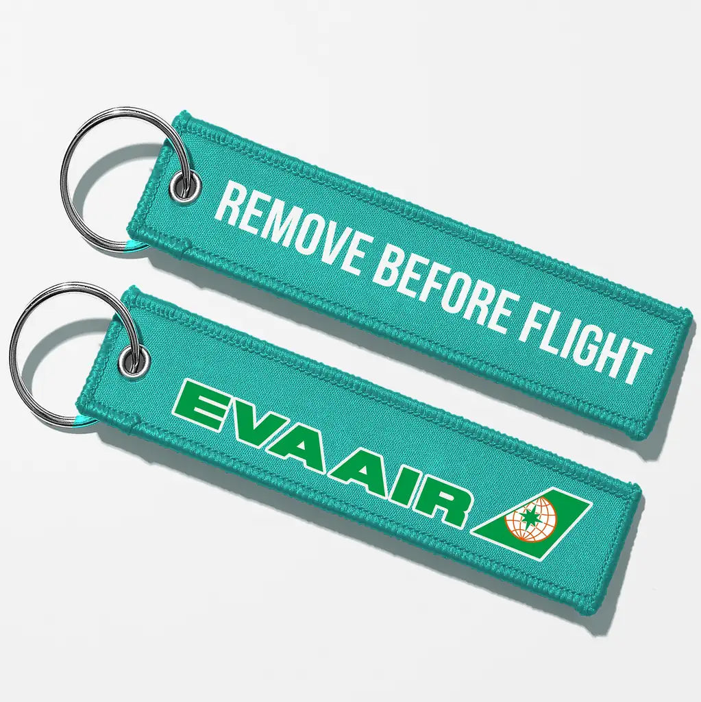 EVA Air Airlines Crew & Staff Tag Key Chains - Turquoise - Remove Before Flight