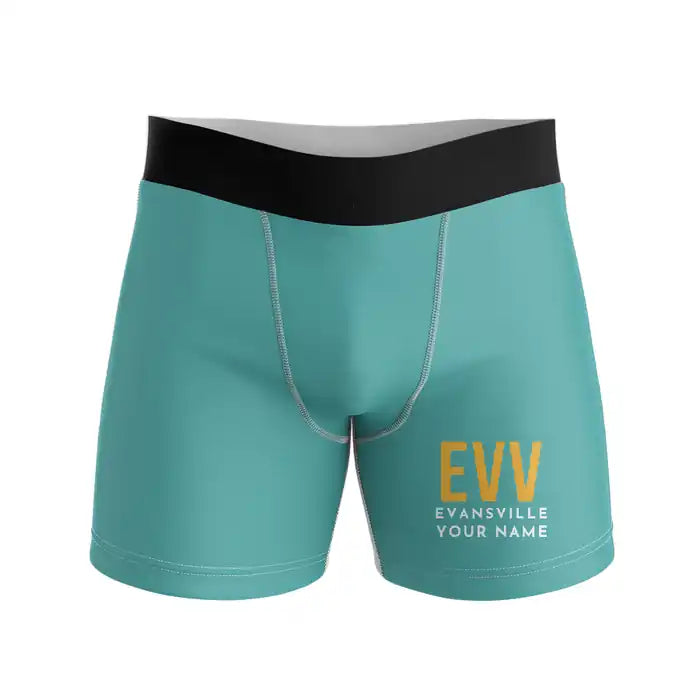 Evansville Regional Airport (EVV) Men Boxers - Code + Name - Turquoise
