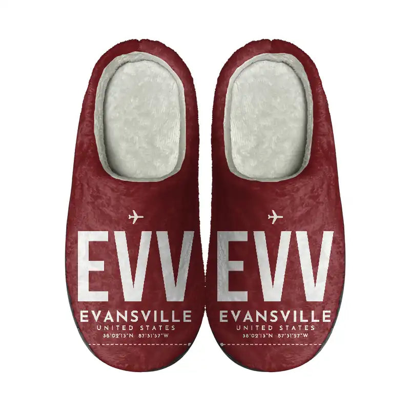 Evansville Regional Airport (EVV) Slippers & Flip Flops - Slippers - Cotton - Code - Same - Dark Red