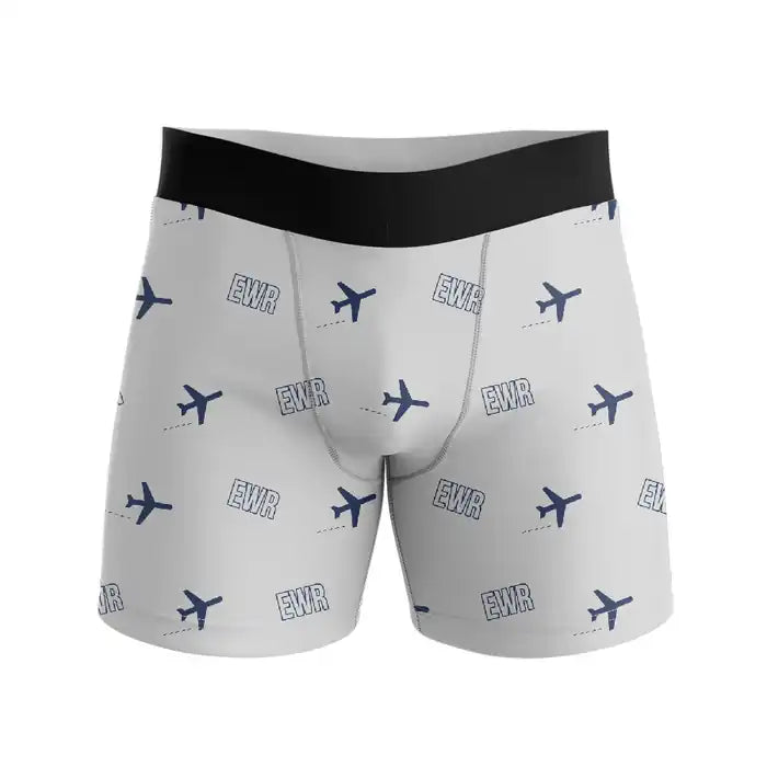 Newark Liberty International Airport (EWR) Men Boxers - Pattern - Light Gray