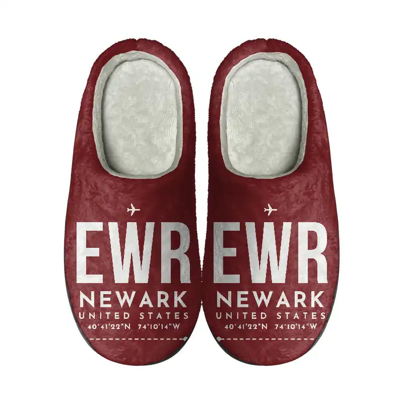 Newark Liberty International Airport (EWR) Slippers & Flip Flops - Slippers - Cotton - Code - Same - Dark Red