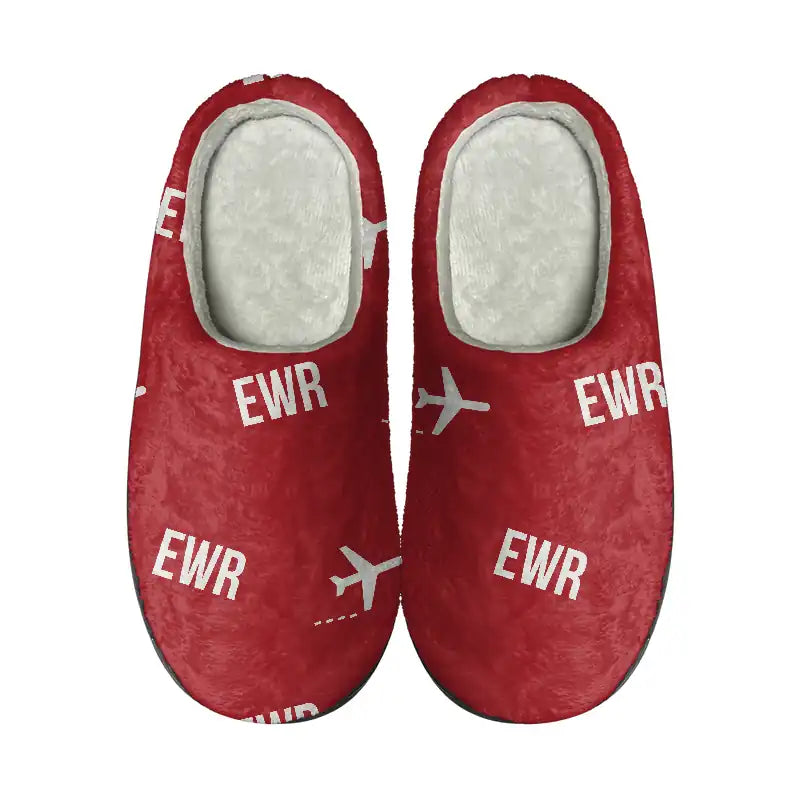 Newark Liberty International Airport (EWR) Slippers & Flip Flops - Slippers - Cotton - Pattern - Red