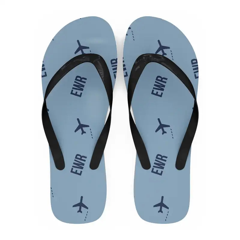 Newark Liberty International Airport (EWR) Slippers & Flip Flops - Slippers - Flip Flops - Pattern - Light Blue