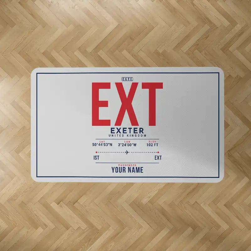 Exeter International Airport (EXT) Carpets - Carpet Rectangle - ID Tag + Name - Light Gray V2