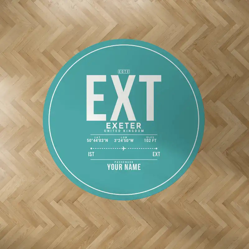 Exeter International Airport (EXT) Carpets - Carpet Round - ID Tag + Name - Turquoise V2
