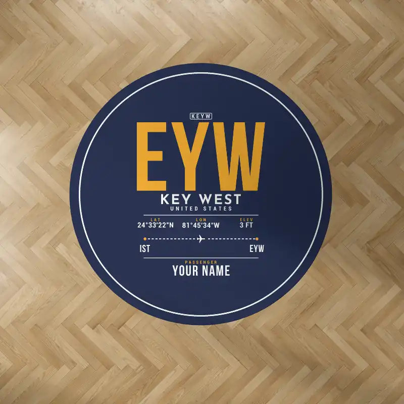 Key West International Airport (EYW) Carpets - Carpet Round - ID Tag + Name - Dark Blue V2