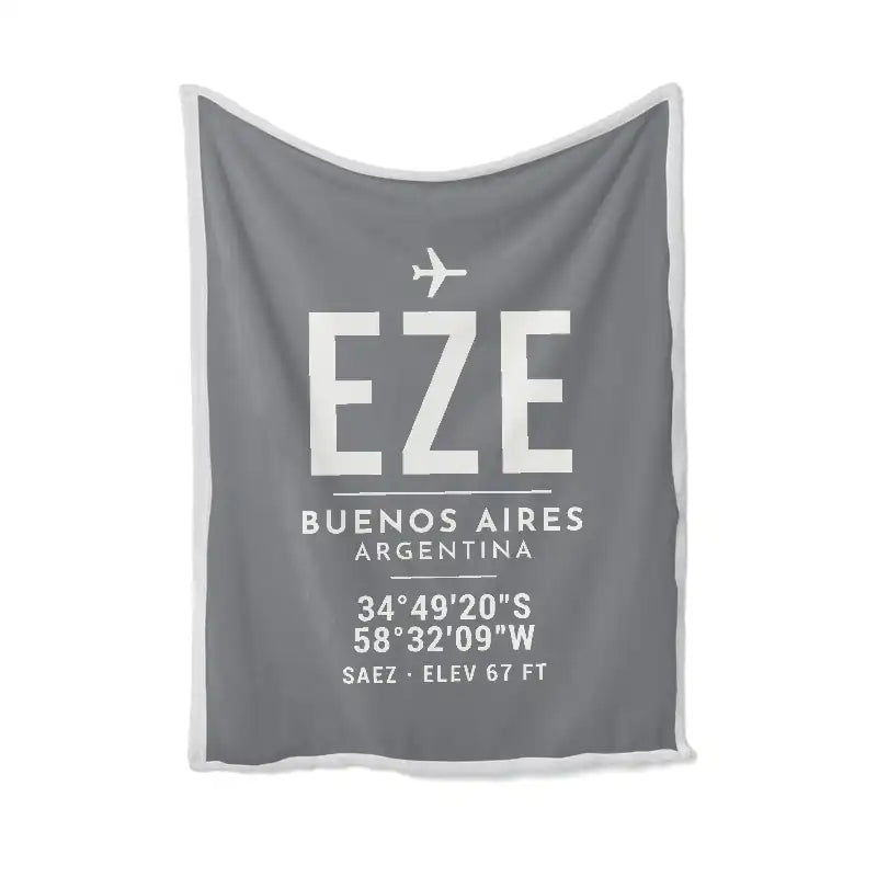 Buenos Aires Ministro Pistarini International Airport (EZE) Bedding Sets & Blankets - Blanket - ID Tag - Gray