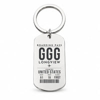 Thumbnail for East Texas Regional Airport GGG - Key Chain - Boarding Pass Style - Silver