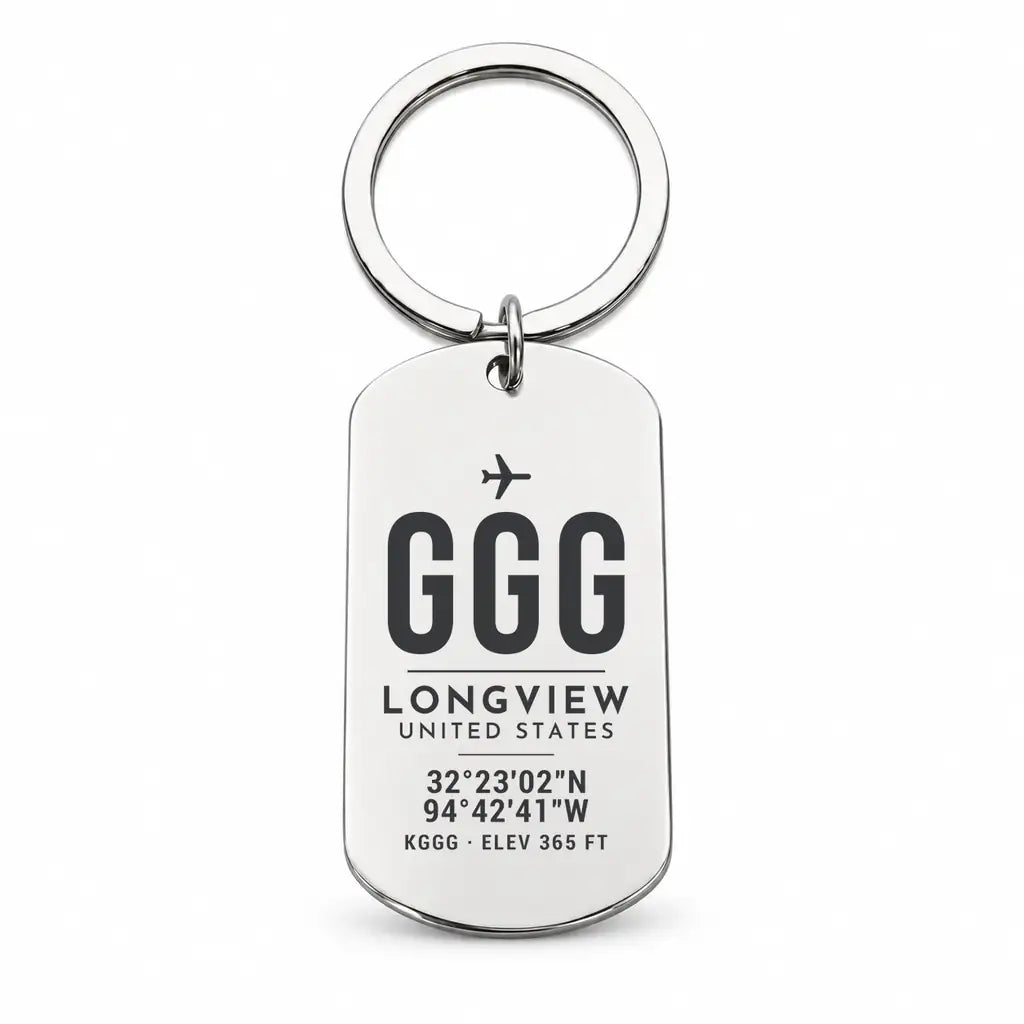 East Texas Regional Airport GGG - Key Chain - Original Design - Silver