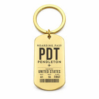 Thumbnail for Eastern Oregon Regional Airport PDT — Pendleton - Key Chain - Boarding Pass Style - Gold
