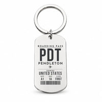 Thumbnail for Eastern Oregon Regional Airport PDT — Pendleton - Key Chain - Boarding Pass Style - Silver