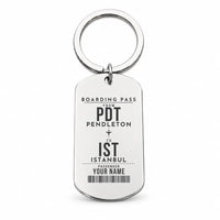Thumbnail for Eastern Oregon Regional Airport PDT — Pendleton - Key Chain - Customizable Boarding Pass - Silver