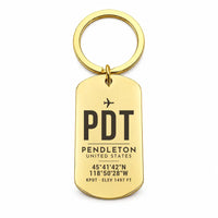 Thumbnail for Eastern Oregon Regional Airport PDT — Pendleton - Key Chain - Original Design - Gold