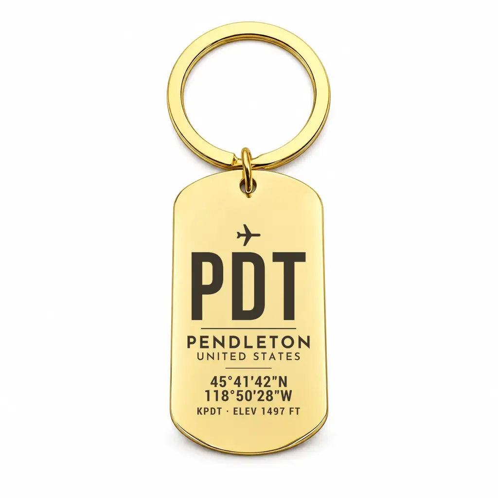 Eastern Oregon Regional Airport PDT — Pendleton - Key Chain - Original Design - Gold