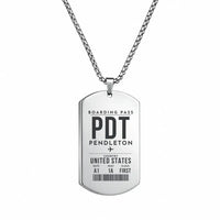 Thumbnail for Eastern Oregon Regional Airport PDT — Pendleton - Necklace - Boarding Pass Style - Silver