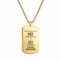 Thumbnail for Eastern Oregon Regional Airport PDT — Pendleton - Necklace - Customizable Boarding Pass - Gold