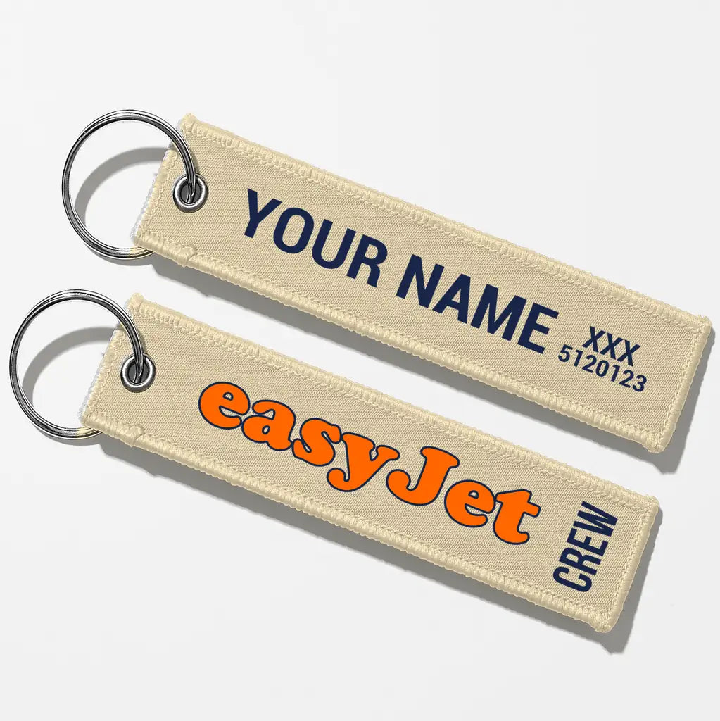 EasyJet Airlines Crew & Staff Tag Key Chains - Beige - Crew + Name