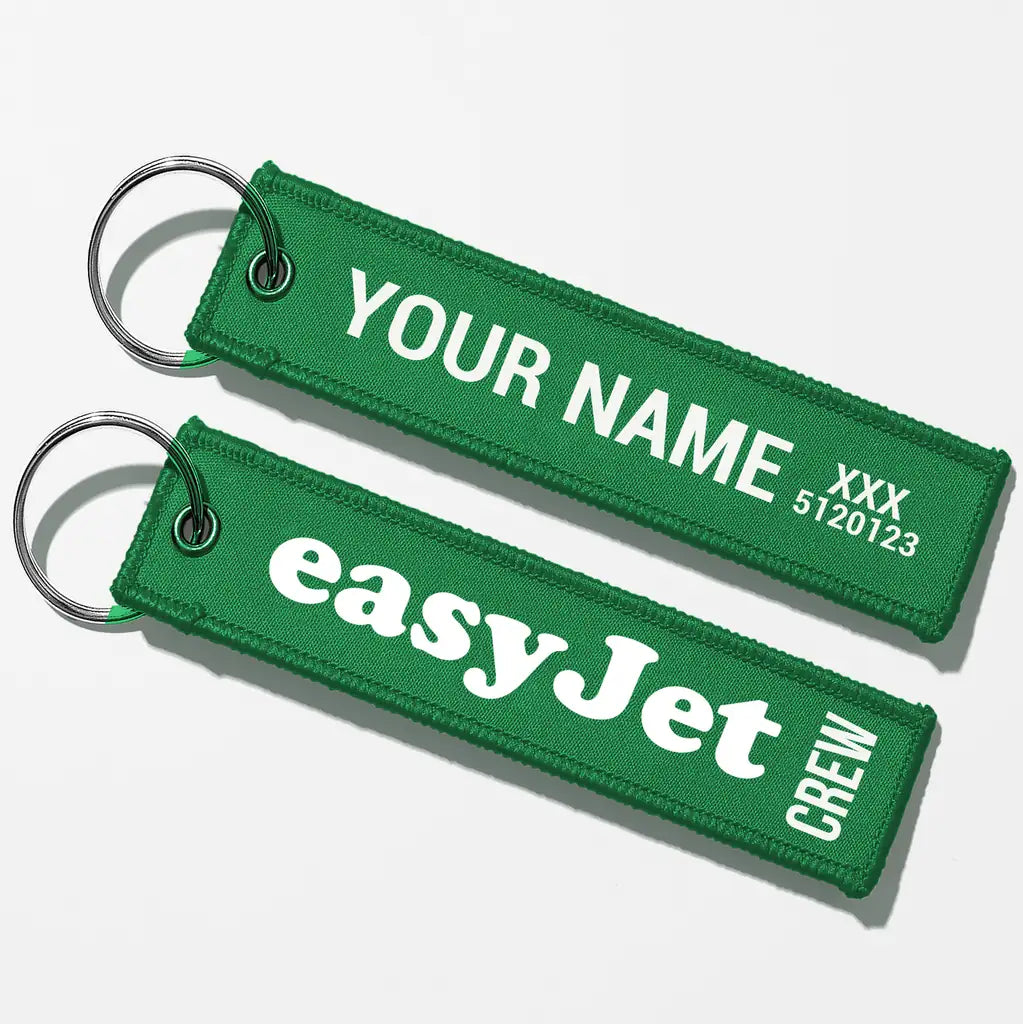 EasyJet Airlines Crew & Staff Tag Key Chains - Green - Crew + Name