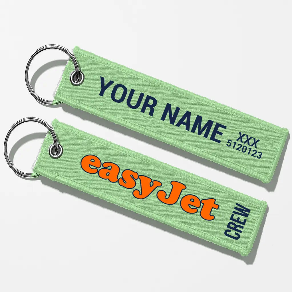 EasyJet Airlines Crew & Staff Tag Key Chains - Light Green - Crew + Name