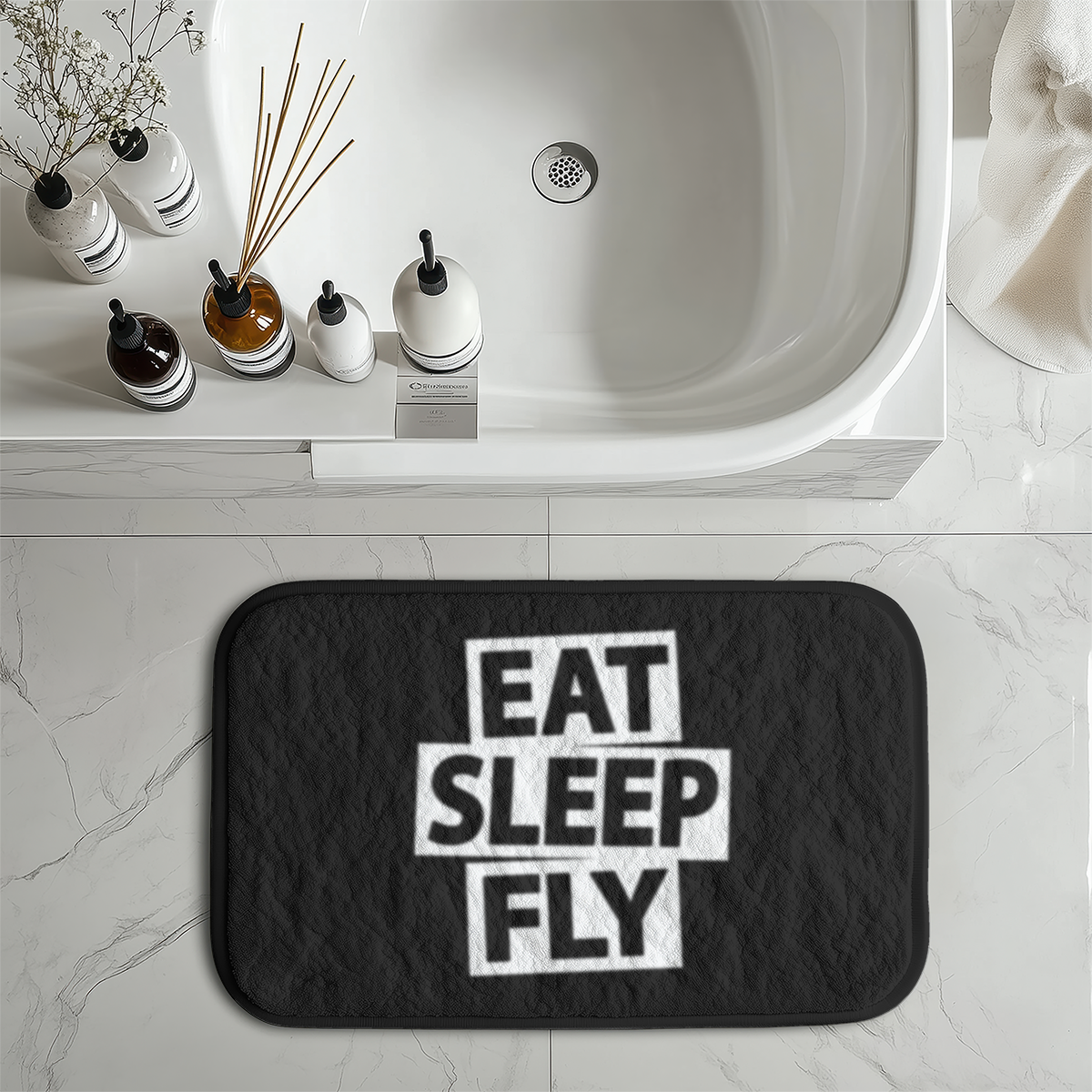 Eat Sleep Fly Designed Bath Mats