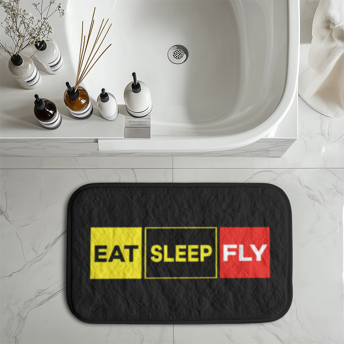 Eat Sleep Fly (Colourful) Designed Bath Mats