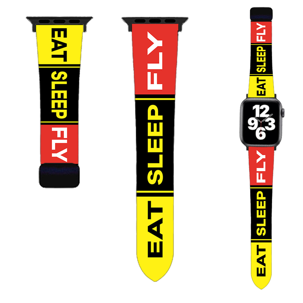 Eat Sleep Fly (Colourful) Designed Soft Silicone Apple Watch Bands