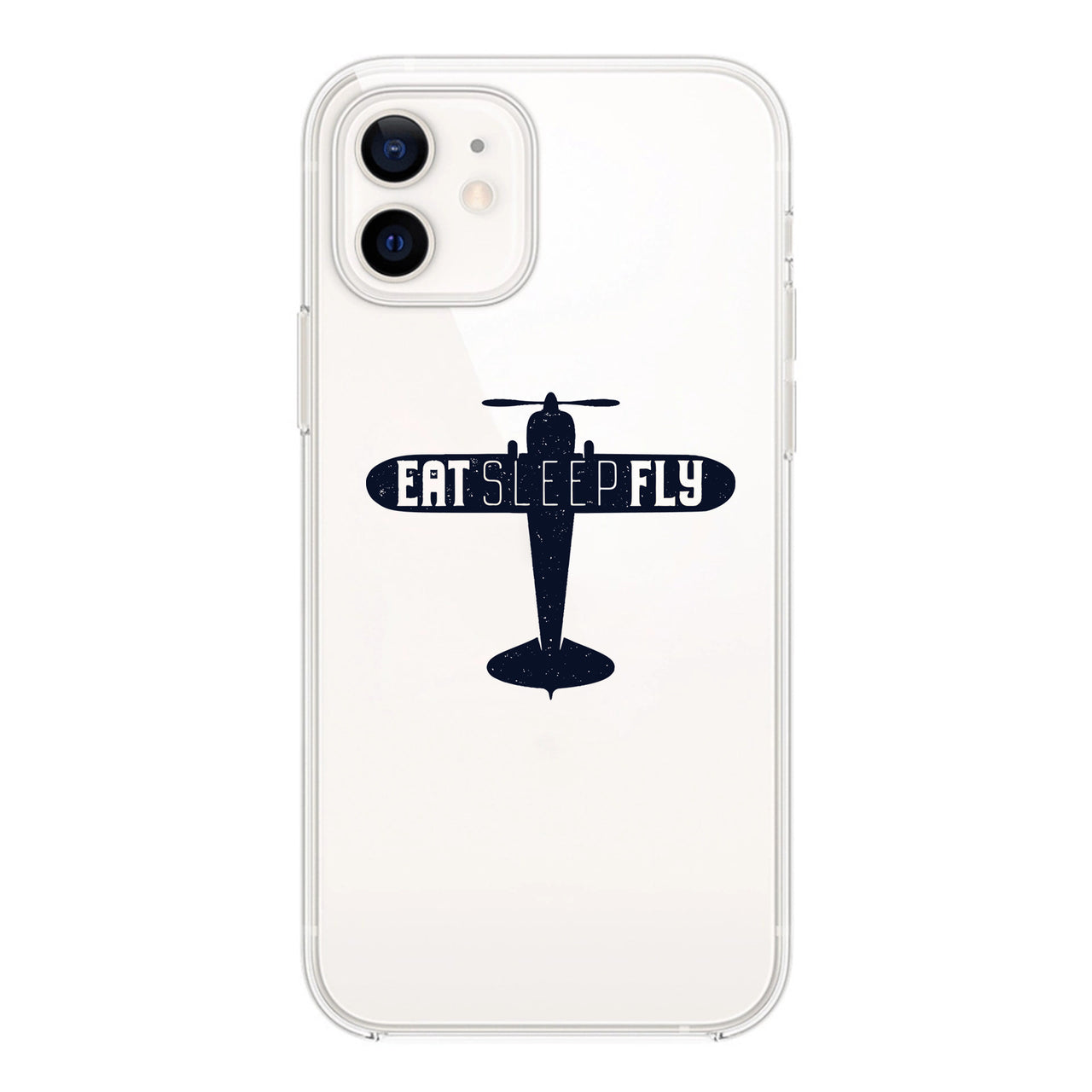 Eat Sleep Fly & Propeller Designed Transparent Silicone iPhone Cases