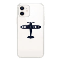 Thumbnail for Eat Sleep Fly & Propeller Designed Transparent Silicone iPhone Cases