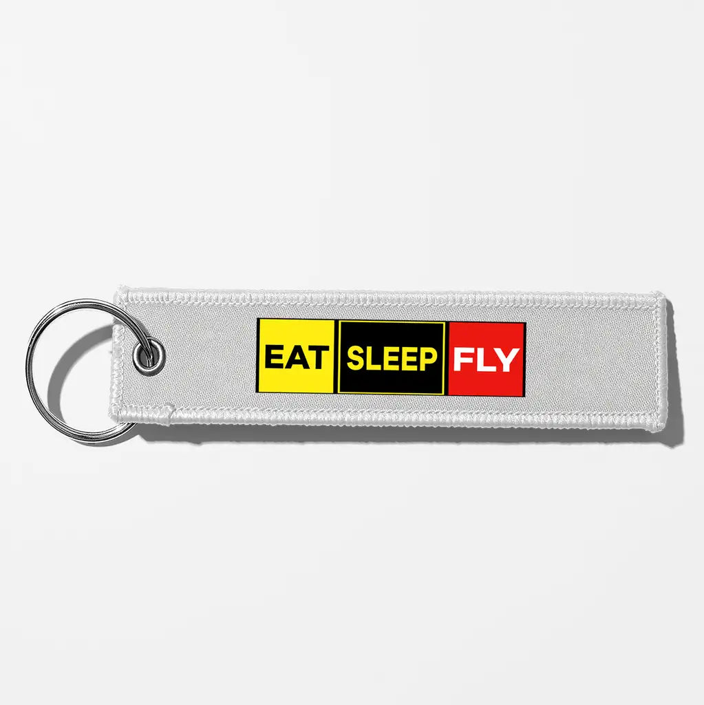 Eat Sleep Fly (Colourful) Aviator Key Chains - White