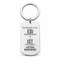 Thumbnail for Edinburgh Airport EDI - Firth Stone Heather Crest - Key Chain - Customizable Boarding Pass - Silver