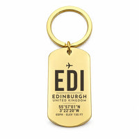 Thumbnail for Edinburgh Airport EDI - Firth Stone Heather Crest - Key Chain - Original Design - Gold