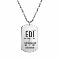 Thumbnail for Edinburgh Airport EDI - Firth Stone Heather Crest - Necklace - Boarding Pass Style - Silver