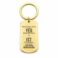 Thumbnail for Edmonton International Airport YEG - Key Chain - Customizable Boarding Pass - Gold
