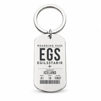 Thumbnail for Egilsstaðir Airport EGS - Key Chain - Boarding Pass Style - Silver