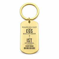 Thumbnail for Egilsstaðir Airport EGS - Key Chain - Customizable Boarding Pass - Gold