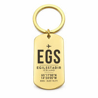 Thumbnail for Egilsstaðir Airport EGS - Key Chain - Original Design - Gold