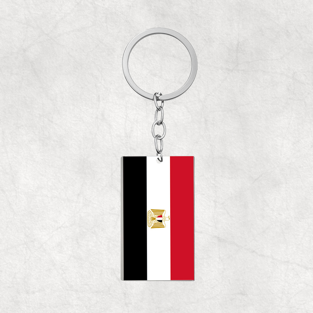 Egypt Flag Designed Stainless Steel Flag Key Chains (Double Side)