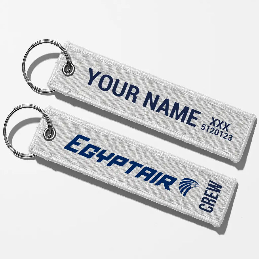 Egyptair Airlines Crew & Staff Tag Key Chains - White - Crew + Name