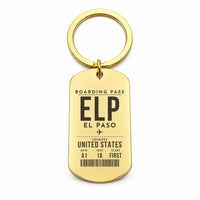 Thumbnail for El Paso International Airport ELP - Key Chain - Boarding Pass Style - Gold