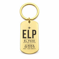 Thumbnail for El Paso International Airport ELP - Key Chain - Original Design - Gold