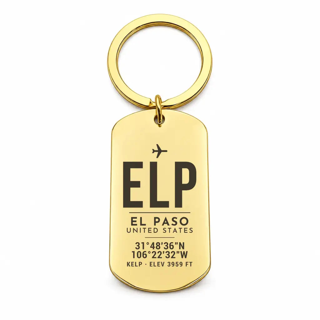 El Paso International Airport ELP - Key Chain - Original Design - Gold